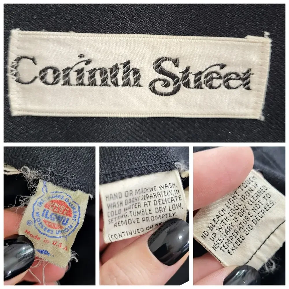 Vintage Top 70s 80s Corinth Street Womens S / M Black Made USA ILGWU Union - Picture 4 of 12